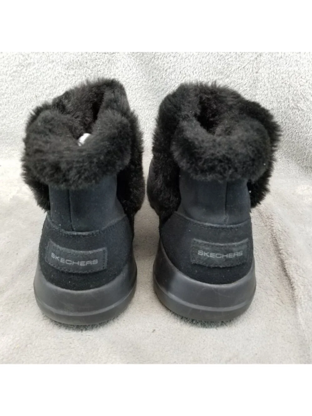 Skechers Shoes Womens Size 9 On The Go Black Suede Faux Fur Lined Boots *Read*